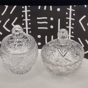 Clear Cut Lead Crystal Covered CANDY DISH BOWLS Starburst Pinwheel Trinket Jar
